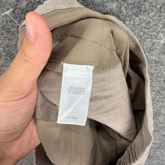 New J. Jill Pants Women PXS Petite Beige Mid Rise Flat Front Linen Stretch - Picture 8 of 9